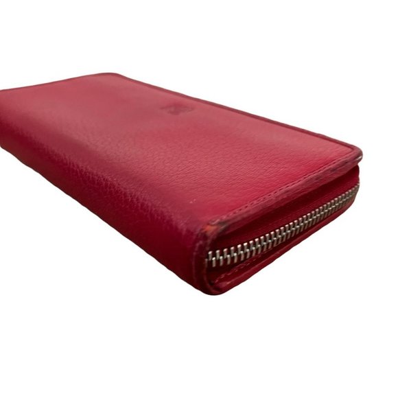 Wallet Long Zipper Red Leather Used Vintage - Picture 3 of 9
